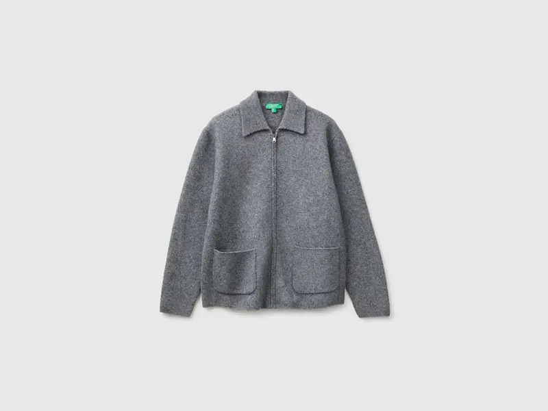100% boiled wool jacket with zip