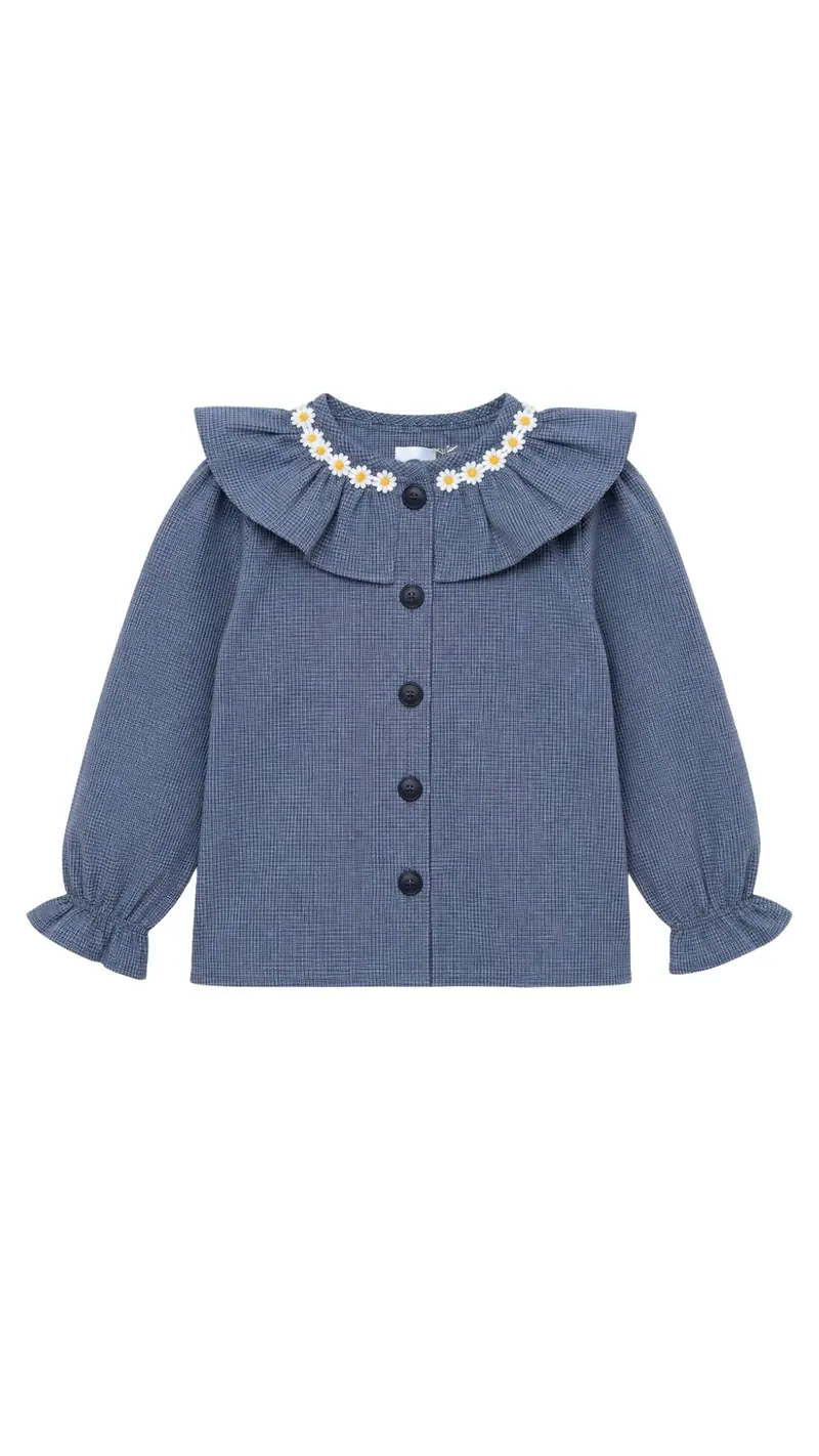 Blusa maxi cuello Chess margaritas