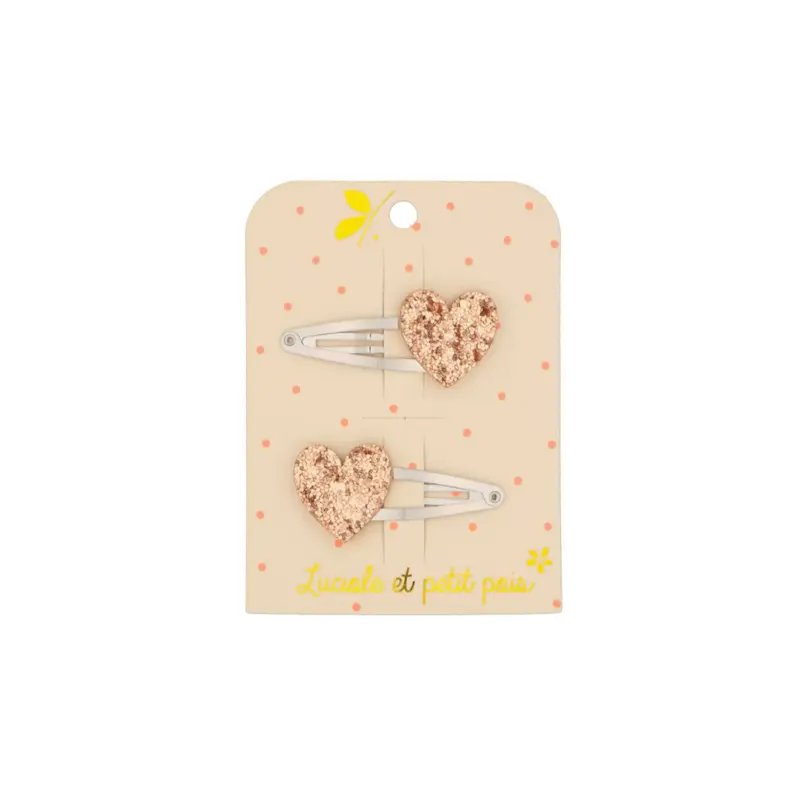 CLIPS CORAZÓN GLITTER ROSA
