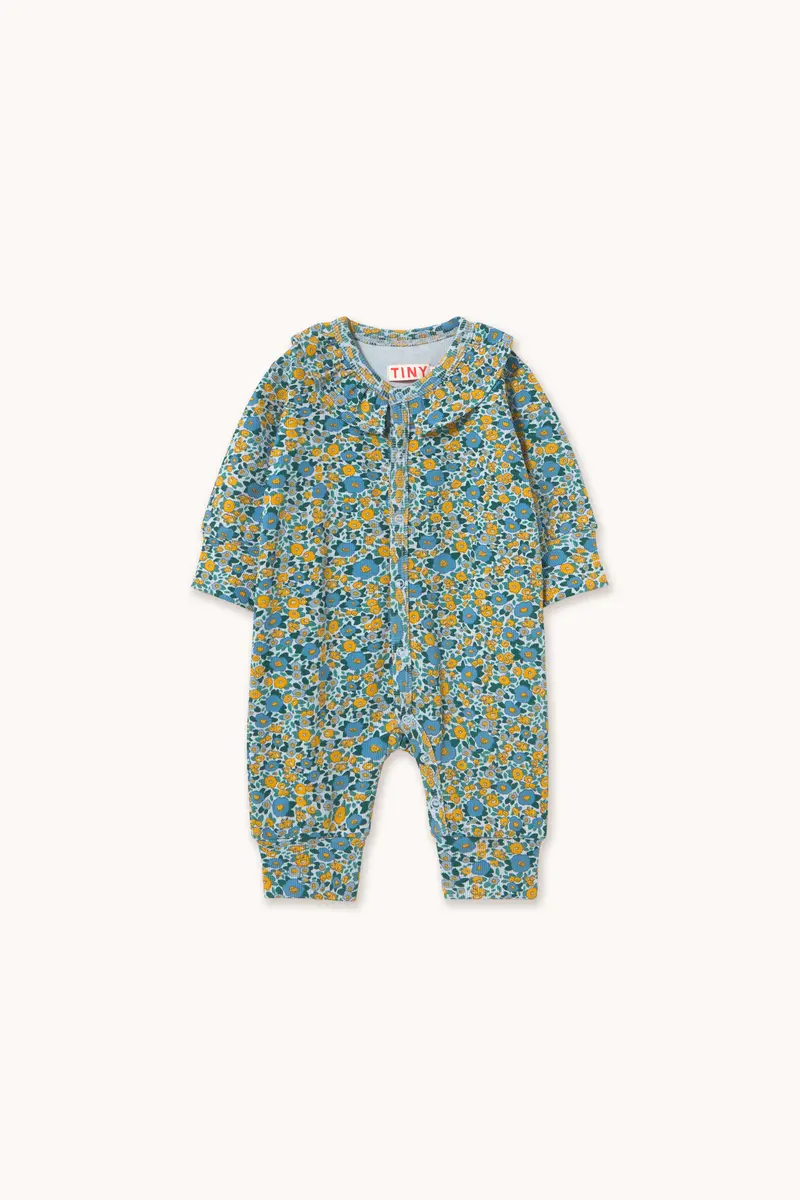 FLOWER PATTERN RIB ONE-PIECE