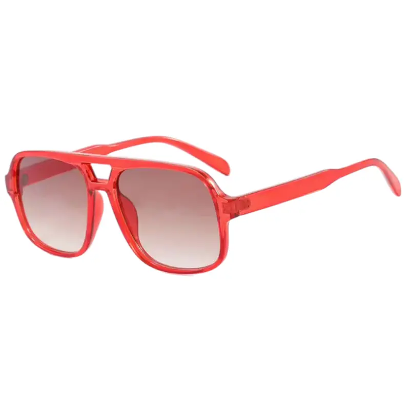 Oversized Double Bridge Sunglasses - Ruby Red / Gray Gradient