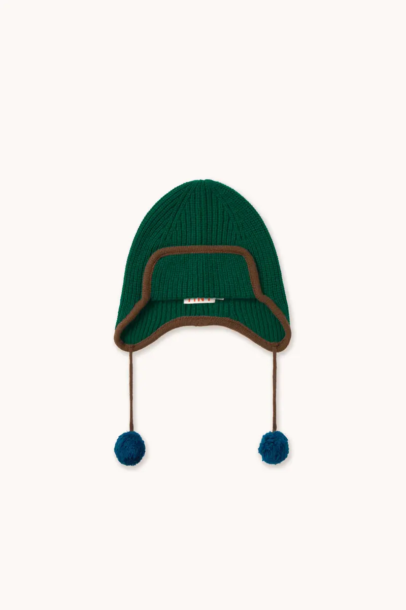 POMPOM EARFLAP BEANIE