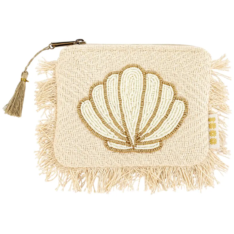 Shell Beaded Pouch – Ivory