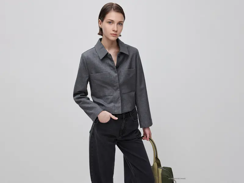 Short jacket with pockets
