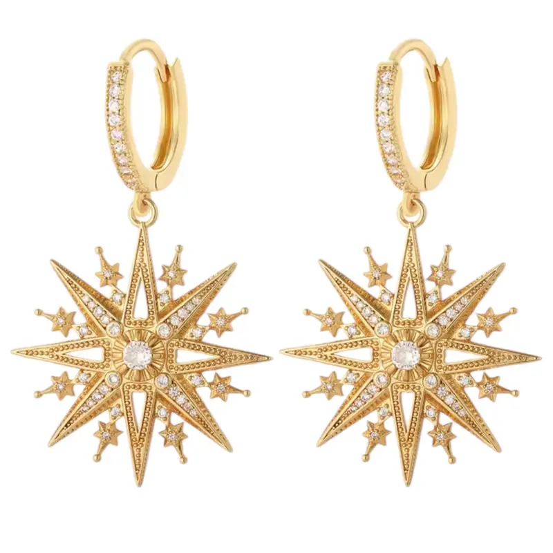 Statement Celestial Star Earrings – Gold