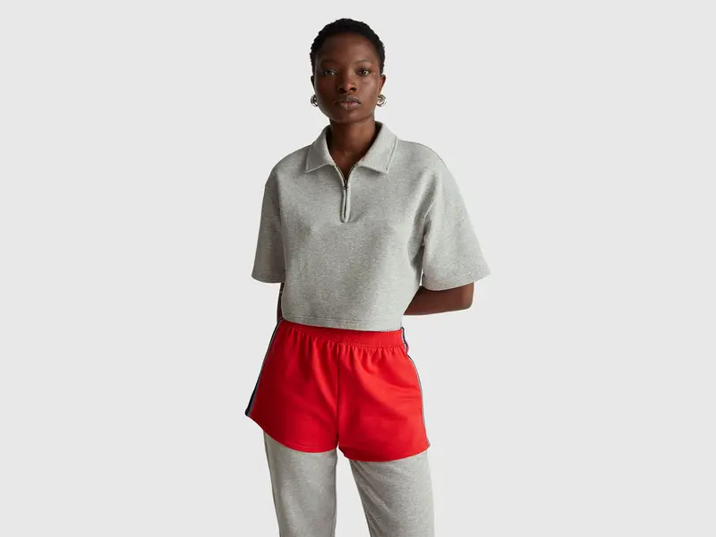 Stranger Things cropped polo with zip