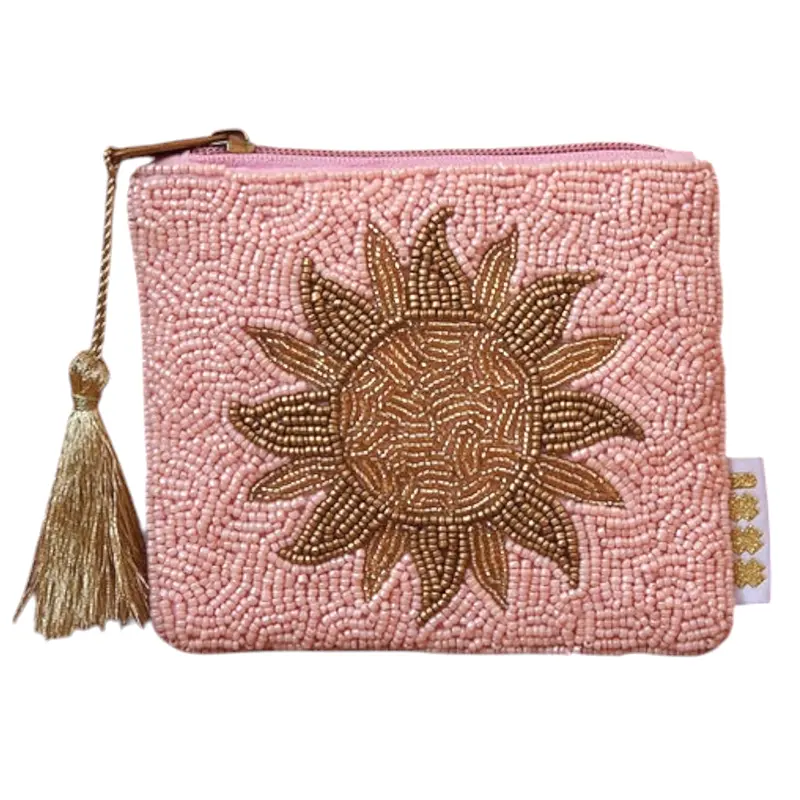 Sun Beaded Pouch - Pink