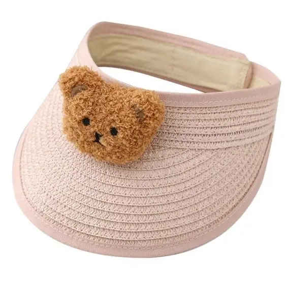 Teddy Bear Straw Visor – Pink